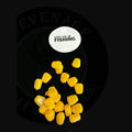 Bright yellow glossy plastic fake sweetcorn 20pcs sinking pellets with live for fishing sticker above them