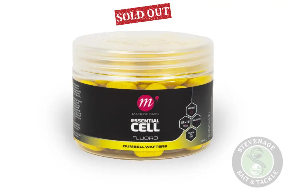 Mainline Carp - Essential Cell Fluoro Dumbell Wafters - 12 x 15mm - Yellow 010 Carp Bait