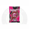 A vibrant pink and black mainline carp response strawberry zest 15mm standard pack 450g of red fishing bait pellets
