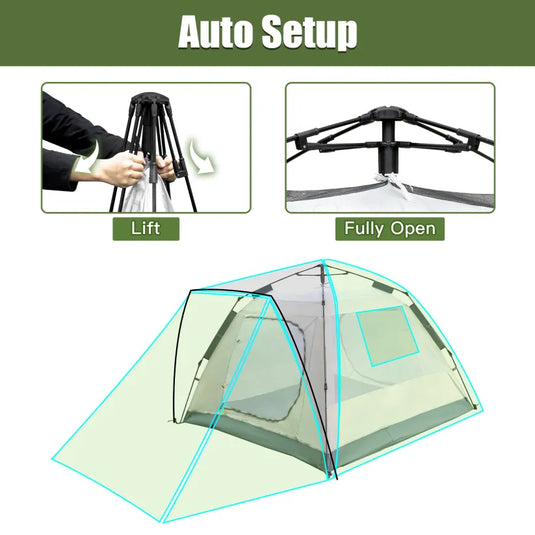Night Cat 3-Person Pop-Up Cabin Tent with Porch