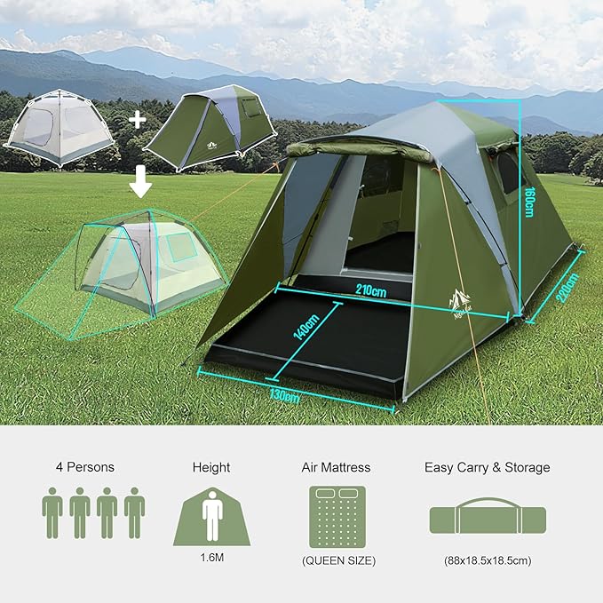 Load image into Gallery viewer, Night Cat 3-Person Pop-Up Cabin Tent with Porch
