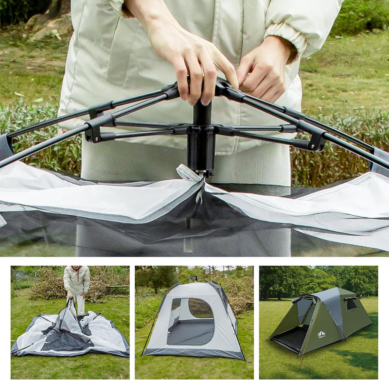 Load image into Gallery viewer, Night Cat 3-Person Pop-Up Cabin Tent with Porch

