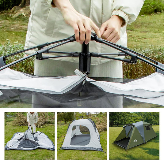 Night Cat 3-Person Pop-Up Cabin Tent with Porch