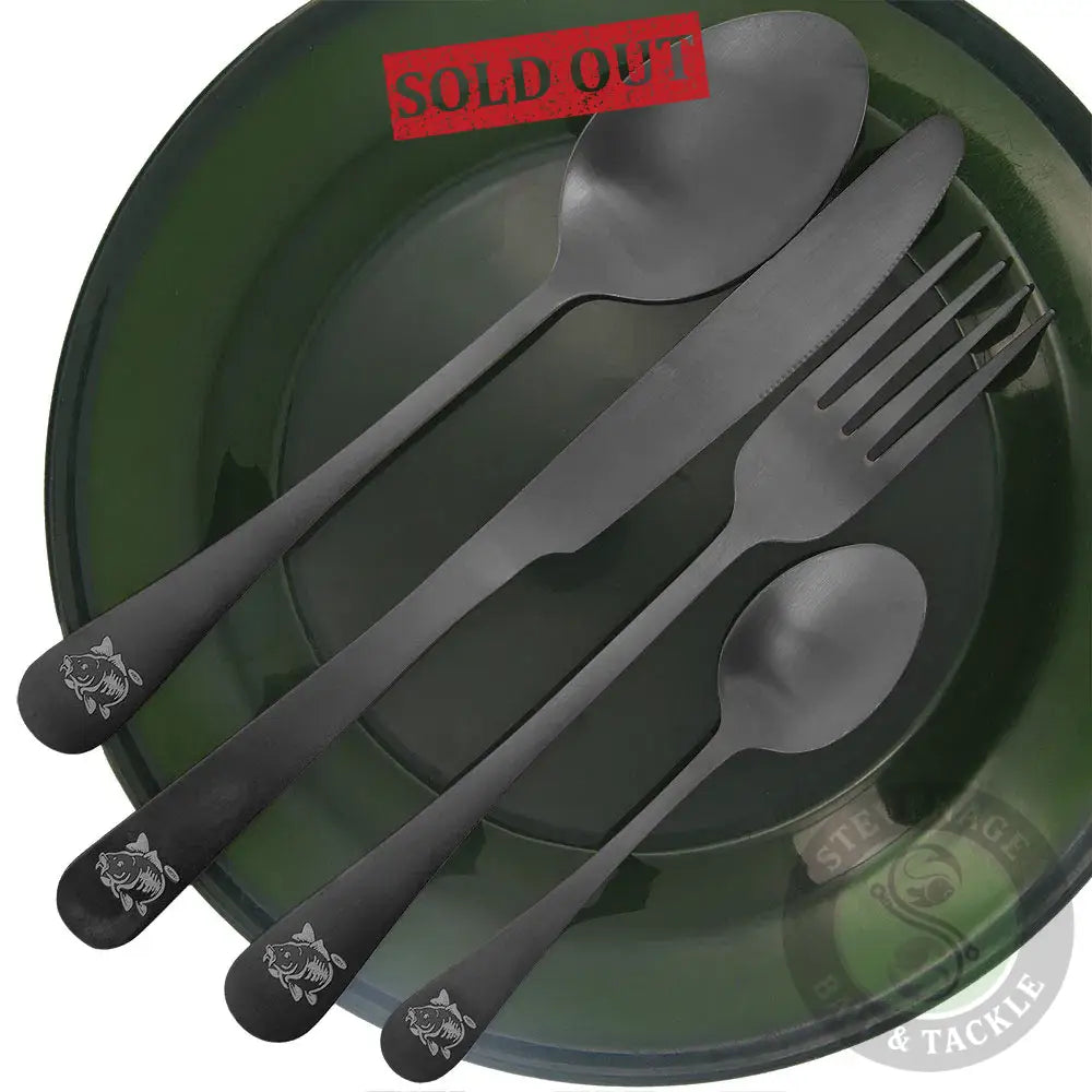 NGT 4pc Cutlery Set - Matt Effect Fork Knife Spoon and Tea Spoon in Neoprene Case NGT