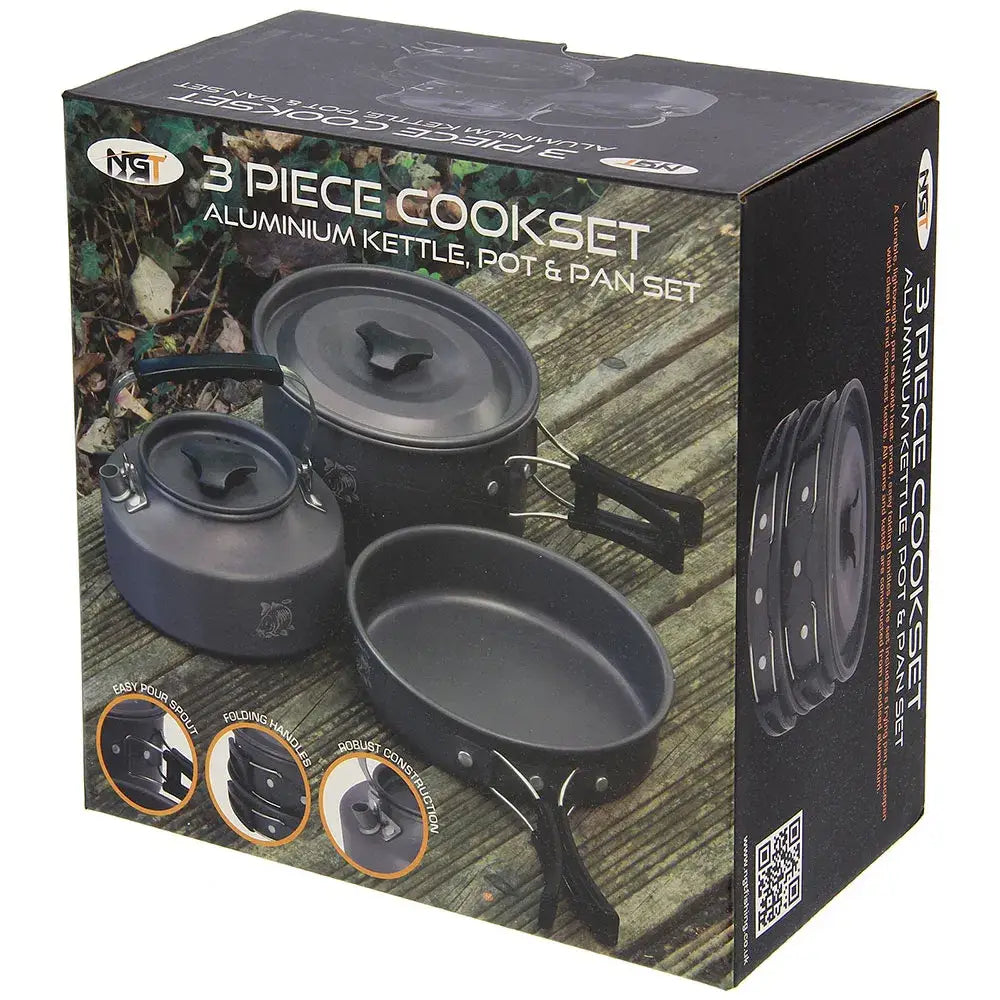 NGT Aluminium Outdoor Cook Set - 1.1 litre Kettle Pot and Pan in Gun Metal NGT