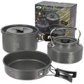 NGT Aluminium Outdoor Cook Set - 1.1 litre Kettle Pot and Pan in Gun Metal NGT