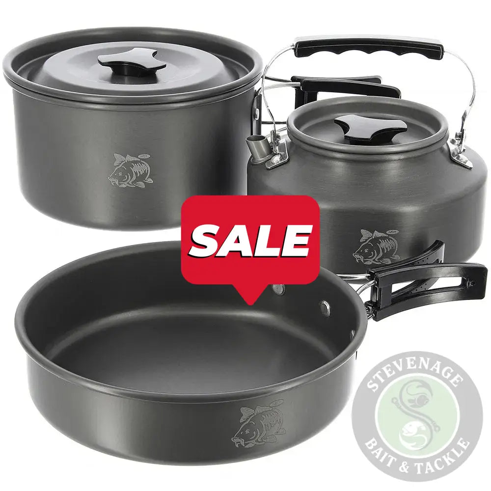 NGT Aluminium Outdoor Cook Set - 1.1 litre Kettle Pot and Pan in Gun Metal NGT