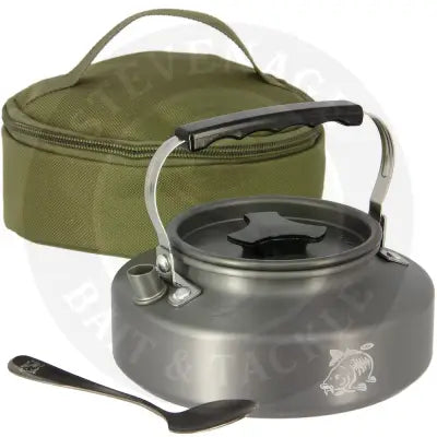 NGT Aluminium Outdoor Kettle Set - 0.80 Litre Gun Metal Kettle with Teaspoon and 600D Case NGT