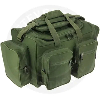Olive green ngt gts carryall tactical duffel bag with six compartments sturdy fabric straps and adjustable shoulder strap