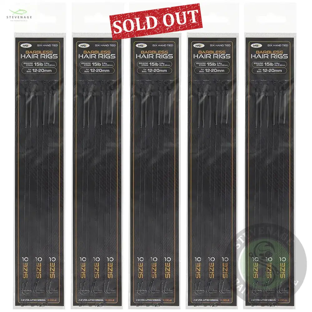 NGT Sixpack Hair Rigs - Size 10 Barbless NGT