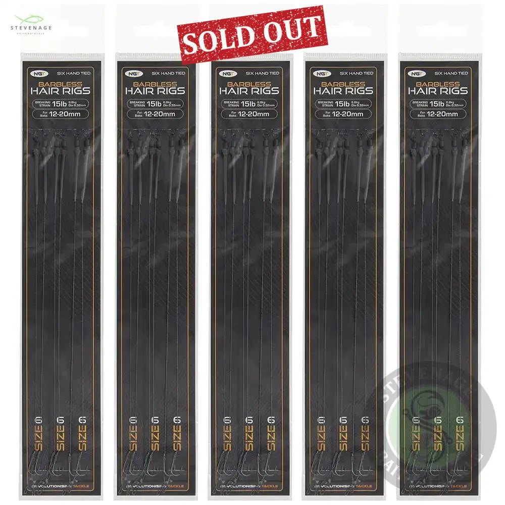 NGT Sixpack Hair Rigs - Size 6 Barbless NGT