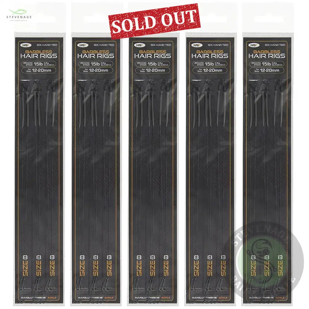 NGT Sixpack Hair Rigs - Size 8 Barbless NGT