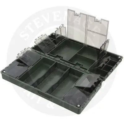 Ngt xt terminal multi section magnetic tackle box in black plastic with transparent lid compartments for fishing storage