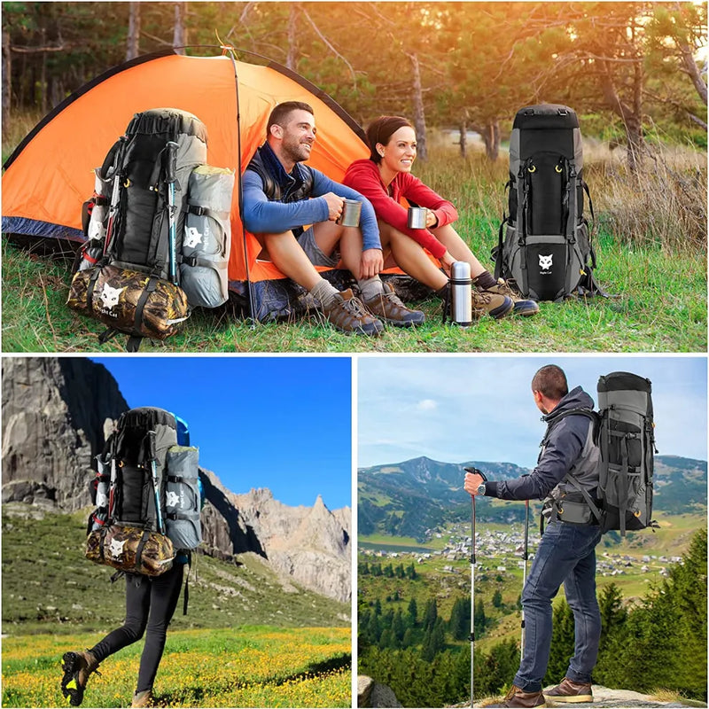 Load image into Gallery viewer, 70L Night Cat Hiking Backpack with Internal Frame
