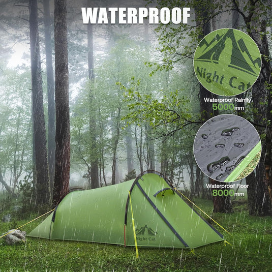 Night Cat 1 Person Ultralight Tunnel Tent – 1.5kg Waterproof