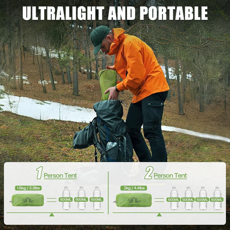 Load image into Gallery viewer, Night Cat 1 Person Ultralight Tunnel Tent – 1.5kg Waterproof
