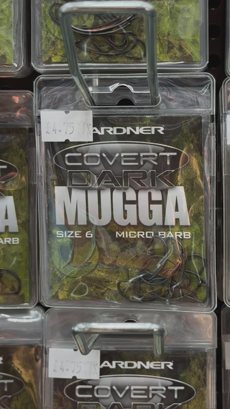 Load and play video in Gallery viewer, Gardner Tackle COVERT DARK MUGGA HOOKS BARBED SIZE 6
