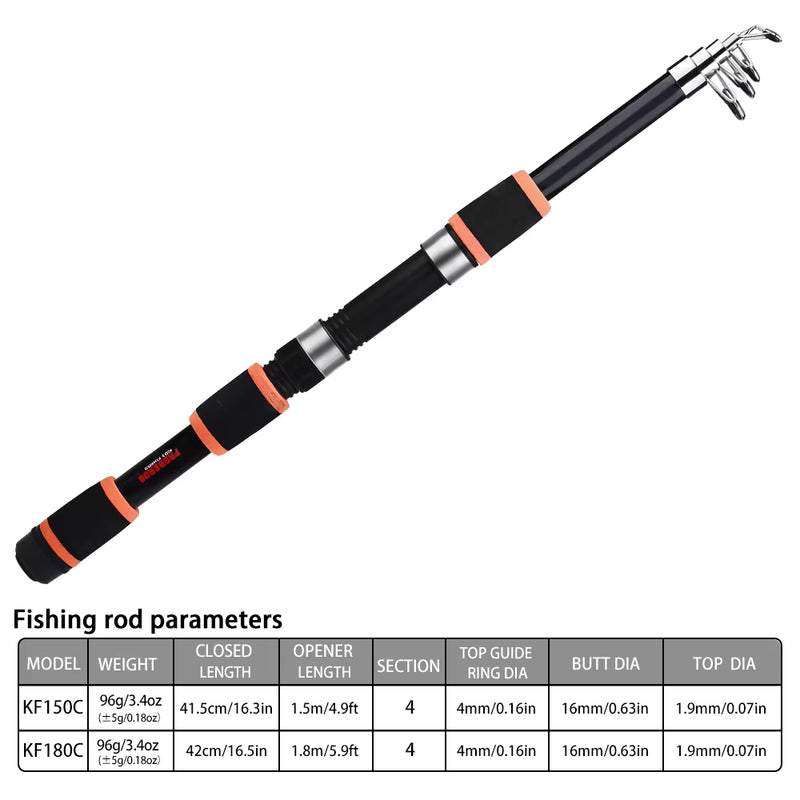 Load image into Gallery viewer, 1.8M-4.5M Spinning Fishing Rod Glass Fiber Telescopic Fishing Rod
