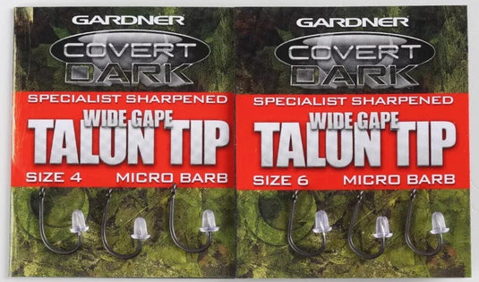GARDNER TACKLE - SPECIALIST HAND SHARPENED'  COVERT TALON TIP WIDE GAPE HOOKS BARBED SIZE 4 (5)