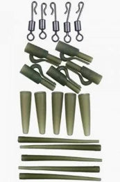 GARDNER TARGET MIXED SIZE 12 SWIVELS, MINI LEAD CLIP AND TAIL RUBBERS  NATURAL GREEN