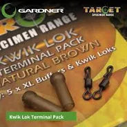 GARDNER TARGET MIXED PACK SIZE 12 KWIK LOK SWIVELS AND XL MINI BUFFER BEAD NATURAL BROWN