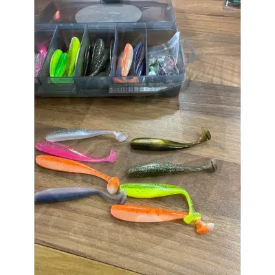 Stevenage Bait and Tackle 76pcs 208g TEXAS RIG Fishing Lure Set Swimbait Fishing Lures Set Box with Jig Head Soft Lure