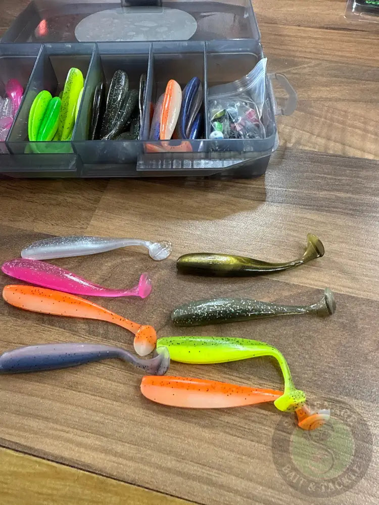 Stevenage Bait and Tackle 76pcs 208g TEXAS RIG Fishing Lure Set Swimbait Fishing Lures Set Box with Jig Head Soft Lure