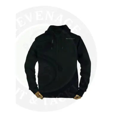 Black zip heavyweight sticky baits black zip-up hoodie with subtle sticky logo and zip pouch pockets on the chest