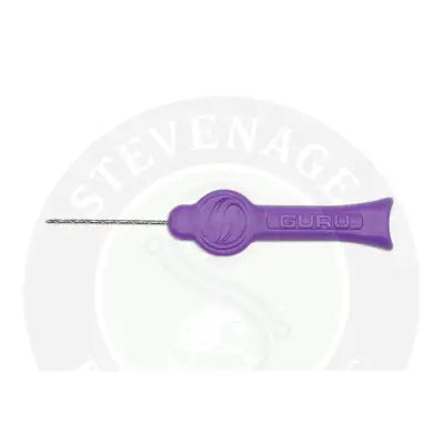 Purple plastic-handled guru bait drill with metallic threaded needle for make drilling hard and stevenage bait use