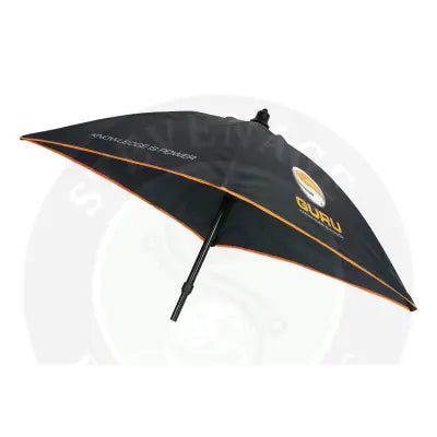 Tackle Guru guru bait umbrella in black and orange with knowledge is power print, ideal for stevenage bait fishing