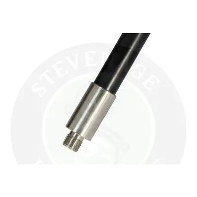 Black and silver metal fishing rod tip section with threaded end for tackle guru bait umbrella and stevenage bait use