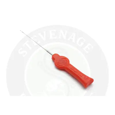 Red plastic-handled tackle guru baiting needle with fine tapered point and concealed barb for stevenage bait use