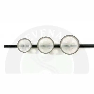 Three clear glass beads with silver rims mounted on a black rod for tackle guru-fast release pole pots small x 2