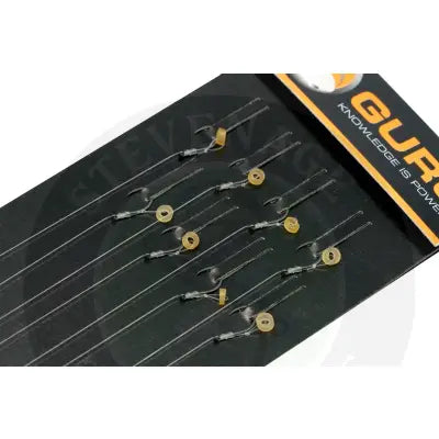 Guru lwg bait band rig fishing hooks with yellow rubberized beads on black packaging for stevenage bait use