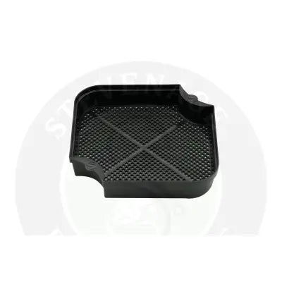 Black plastic guru maggot riddle bait tray with perforated grid surface and raised edges by tackle guru stevenage bait