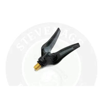 Black plastic mini stealth reaper rear rest bait holder with gold-colored threaded tip for fishing tackle use