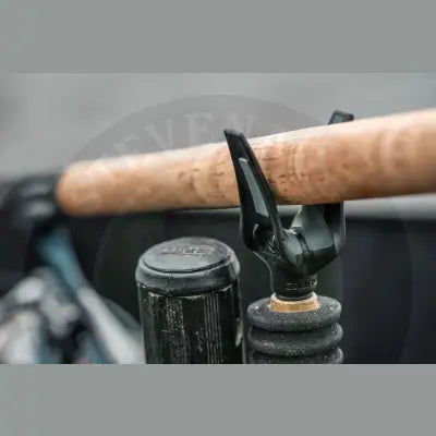 Black plastic mini stealth reaper rear rest fishing rod holder with textured grip and adjustable clamp