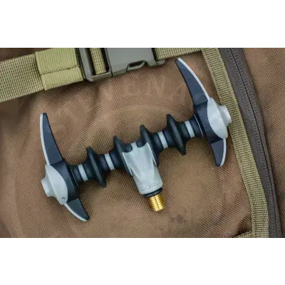 Black and white plastic mini stealth reaper rest with gold threaded base by guru for river anglers