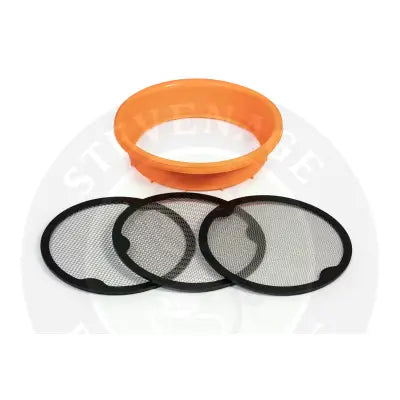 Orange plastic tackle guru multi riddle ring with black mesh inserts for mainline match 18l fishing use