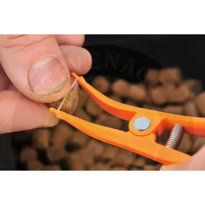 Orange plastic fishing bait clip for pellet pliers by tackle guru ideal for stevenage bait and bait band use