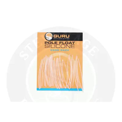 Guru pole float silicone carp pack in clear orange and blue packaging with translucent pinkish silicone floats for stevenage bait