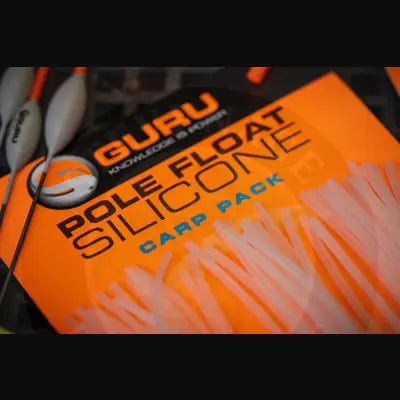 Orange-packaged tackle guru pole float silicone carp pack with translucent pink silicone floats for stevenage bait