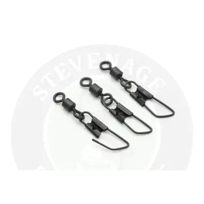 Tackle Guru size 11 snap links and swivels in black metal with matte finish for high-quality stevenage bait use and change feeders