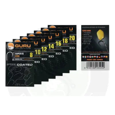 Black guru super xs eyed fishing hooks ptfe coated barbless lethal big-fish hook for stevenage bait use