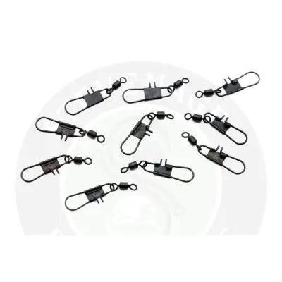 Black metal waggler attachment with rectangular plate and split ring design for stevenage bait and micro swivel creates