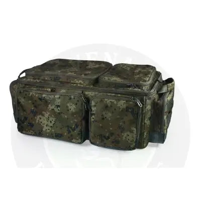 Thinking anglers camfleck compact barrow bag with camouflage pattern multiple zippered compartments and durable fabric